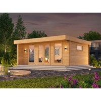 26 % reduziert!Modernes Fjordholz Holzgartenhütte mit Flachdach Modell 28m²